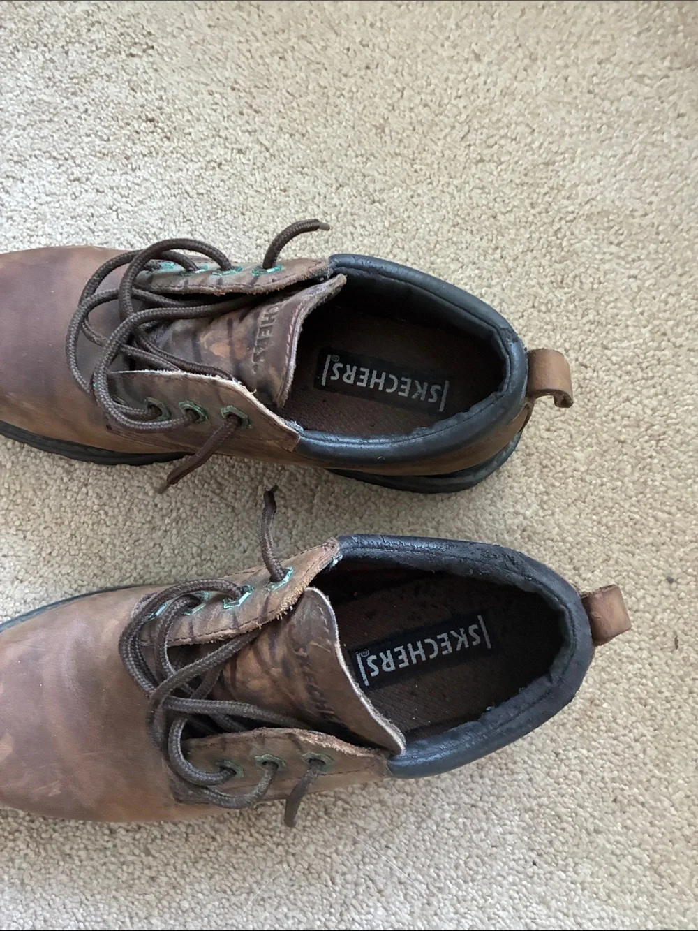 Sketchers Leather Work-Style Lace-Up Shoes